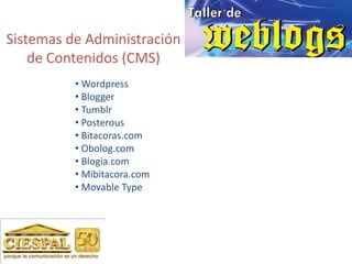 Un buen weblog se constituye en un nodo de referencia de un tema específico y de nexo entre todos los  otros espacios que abordan el mismo tema.