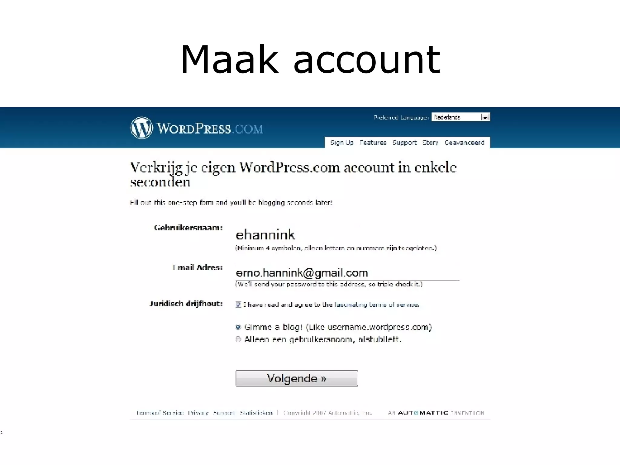 Maak account 
