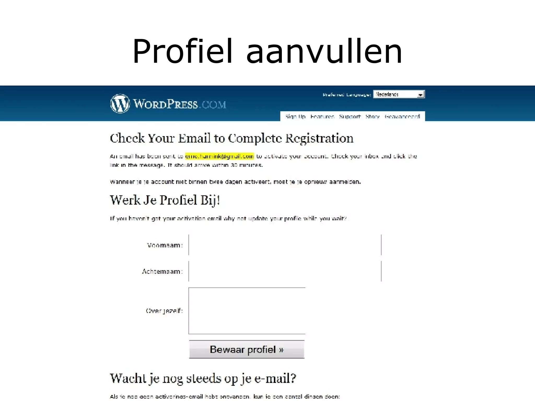Profiel aanvullen 