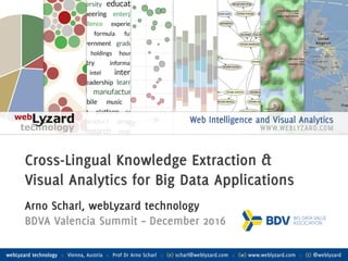 1
Cross-Lingual Knowledge Extraction &
Visual Analytics for Big Data Applications
Arno Scharl, webLyzard technology
BDVA V...