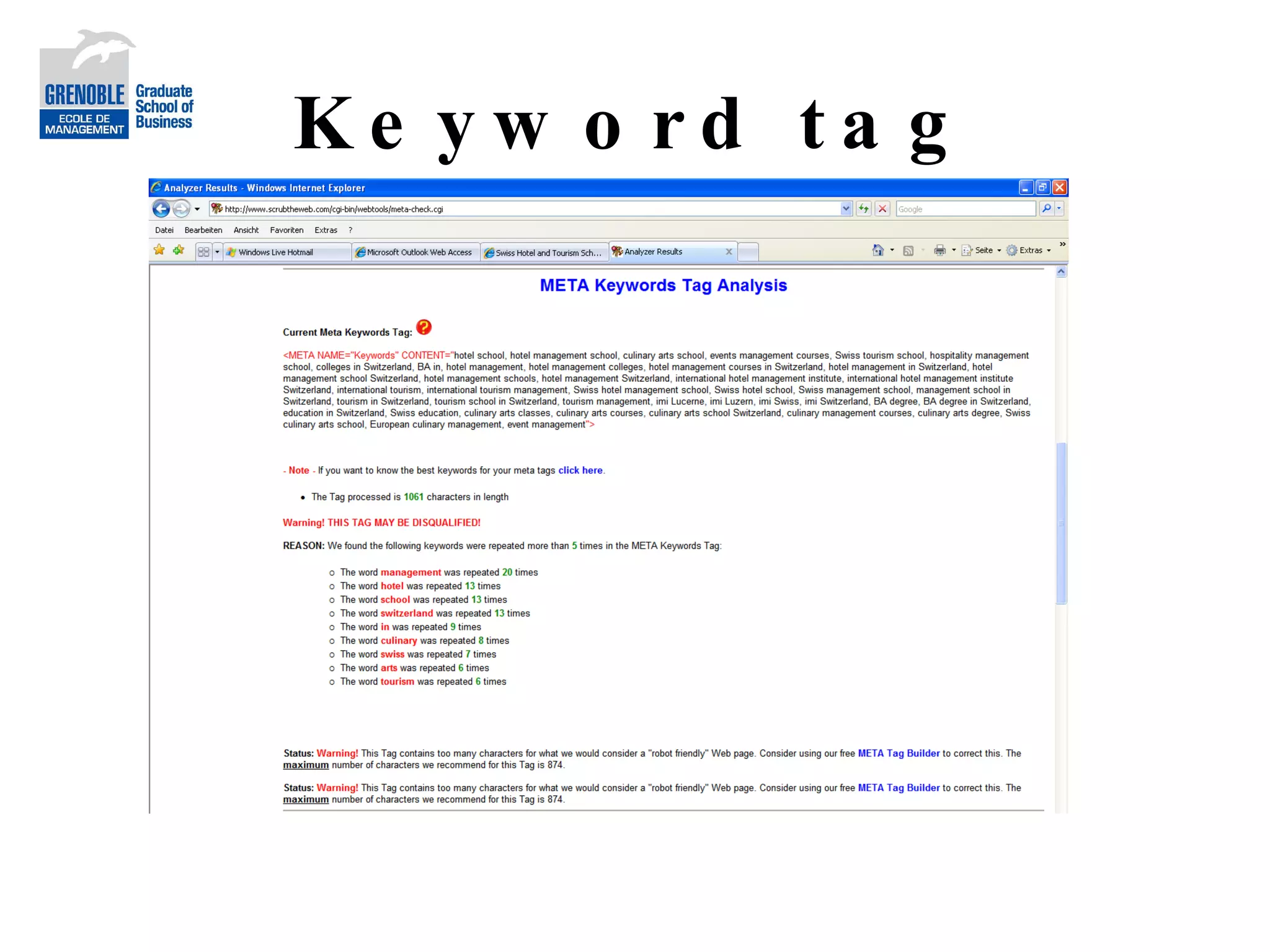 Keyword tag 