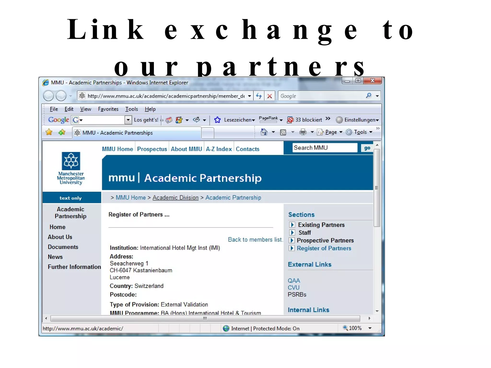 Link exchange to our partners 