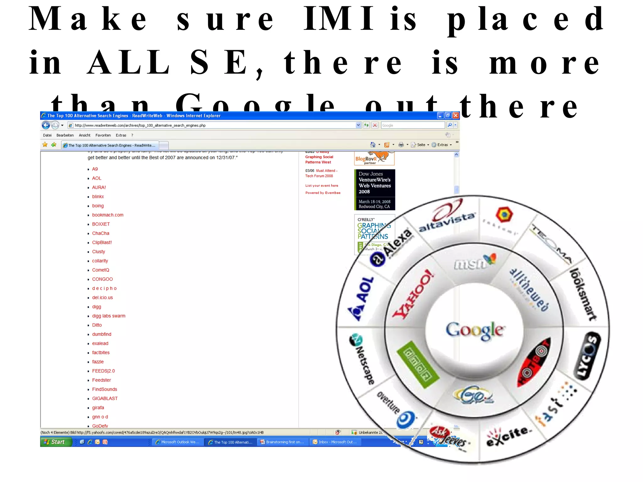 Make sure IMI is placed in ALL SE, there is more than Google out there 
