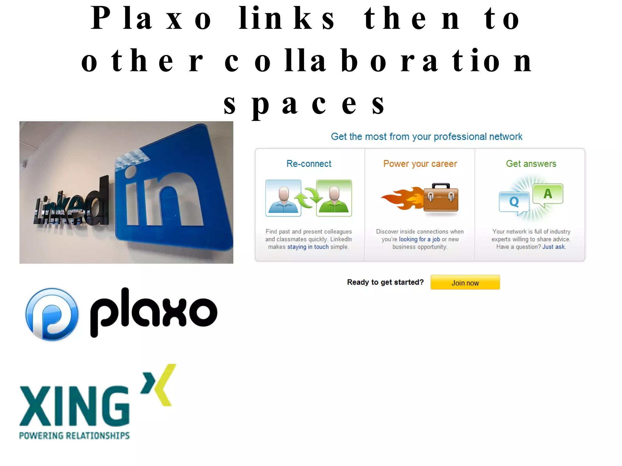 Plaxo links then to other collaboration spaces 
