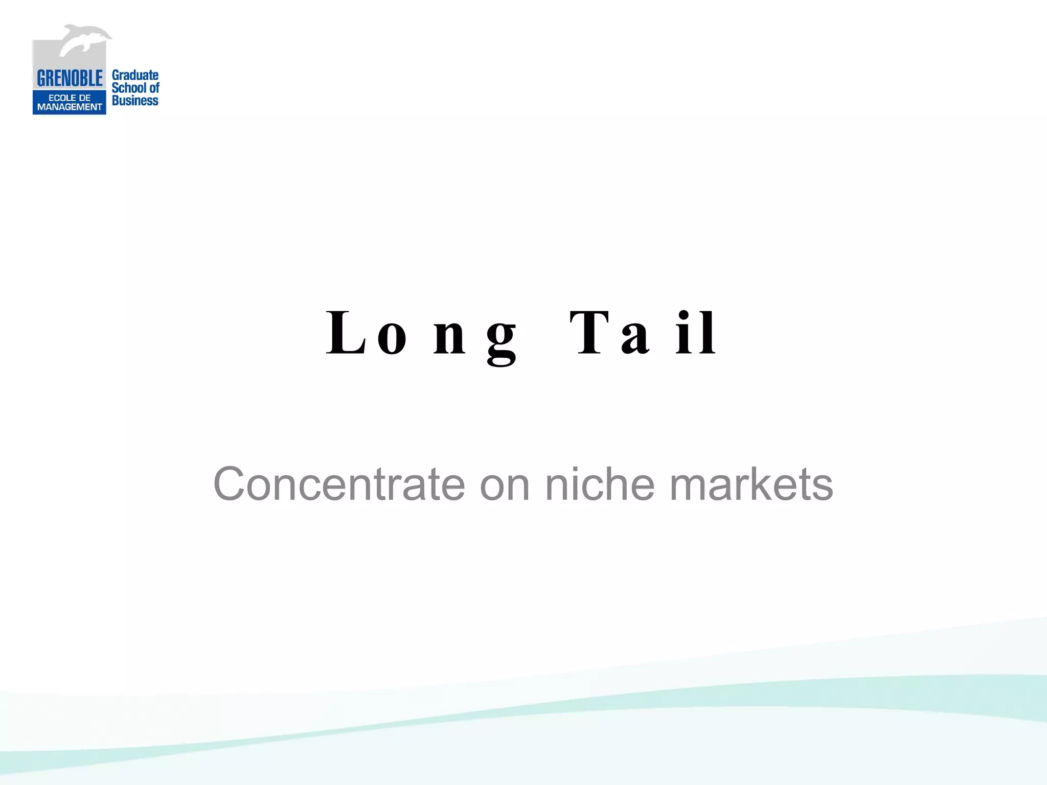 Long Tail Concentrate on niche markets 