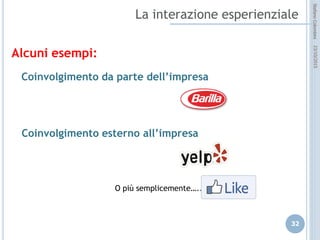 idee attive per lo sviluppo
STEFANO COLOMBINI – WEBMKTG – OTTOBRE 2015
Alcune indicazioni per la definizione dei contenuti del sito:
1. Costruire un sito attorno a un servizio piuttosto che a una documentazione
generica sull’azienda e la sua attività
2. Analizzare i processi di comunicazione utilizzati in azienda a supporto
dell’attività commerciale, e coordinarli
3. La Rete può essere utilizzata per offrire nuove opportunità di business che poi
verranno condotti in modo tradizionale
4. Internet può essere utilizzata per spostare su un canale digitale e interattivo
alcuni esistenti rapporti commerciali (es: service pre e post vendita)
5. Ci sono maggiori probabilità di successo in una soluzione di Commercio
Elettronico offerta a un gruppo chiuso di clienti che non al mercato inteso in
modo generico
IL SITO DEVE FORNIRE “UTILITIES”
 
