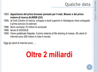 idee attive per lo sviluppo
STEFANO COLOMBINI – WEBMKTG – OTTOBRE 2015
12/11/2015
StefanoColombini
1993: Apparizione del primo browser pensato per il web, Mosaic e del primo motore di
ricerca ALIWEB (CH)
1995: al Crs4 (Centro di ricerca, sviluppo e studi superiori in Sardegna) viene sviluppato il
primo servizio di webmail
1996: Sono connessi 10 milioni di computer
1998: lancio di GOOGLE
1999: Viene pubblicato Napster, il primo sistema di file sharing di massa. Gli utenti di Internet
sono 200 milioni in tutto il mondo
Oggi gli utenti di internet sono….
Oltre 2 miliardi
 