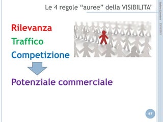 idee attive per lo sviluppo
STEFANO COLOMBINI – WEBMKTG – OTTOBRE 2015
Non dipende da noi, però potrebbe dipendere:
L’ottimizzazione "Off Page" consiste nella gestione dei link in ingresso
(inbound link) che sono un fattore rilevante per il ranking sui motori di
ricerca. Questi link sono di solito fuori dal diretto controllo del webmaster,
diventa quindi un tipo di ottimizzazione più difficile da fare
Link popularity
La “popolarità da link” è una misura dell'affidabilità dei contenuti di un sito
web, che influisce notevolmente sulla visibilità online. Oggi i motori di
ricerca premiano l'affidabilità di un sito innalzandolo ai primi posti nelle
pagine di risposta.
Per link popularity si intende il numero di siti internet che si collegano a
una pagina web.
 