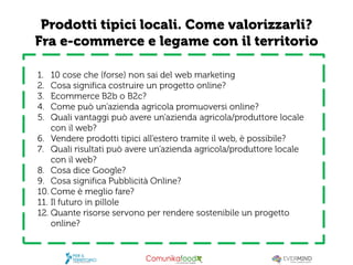 Web, Cibo e Vendite Online