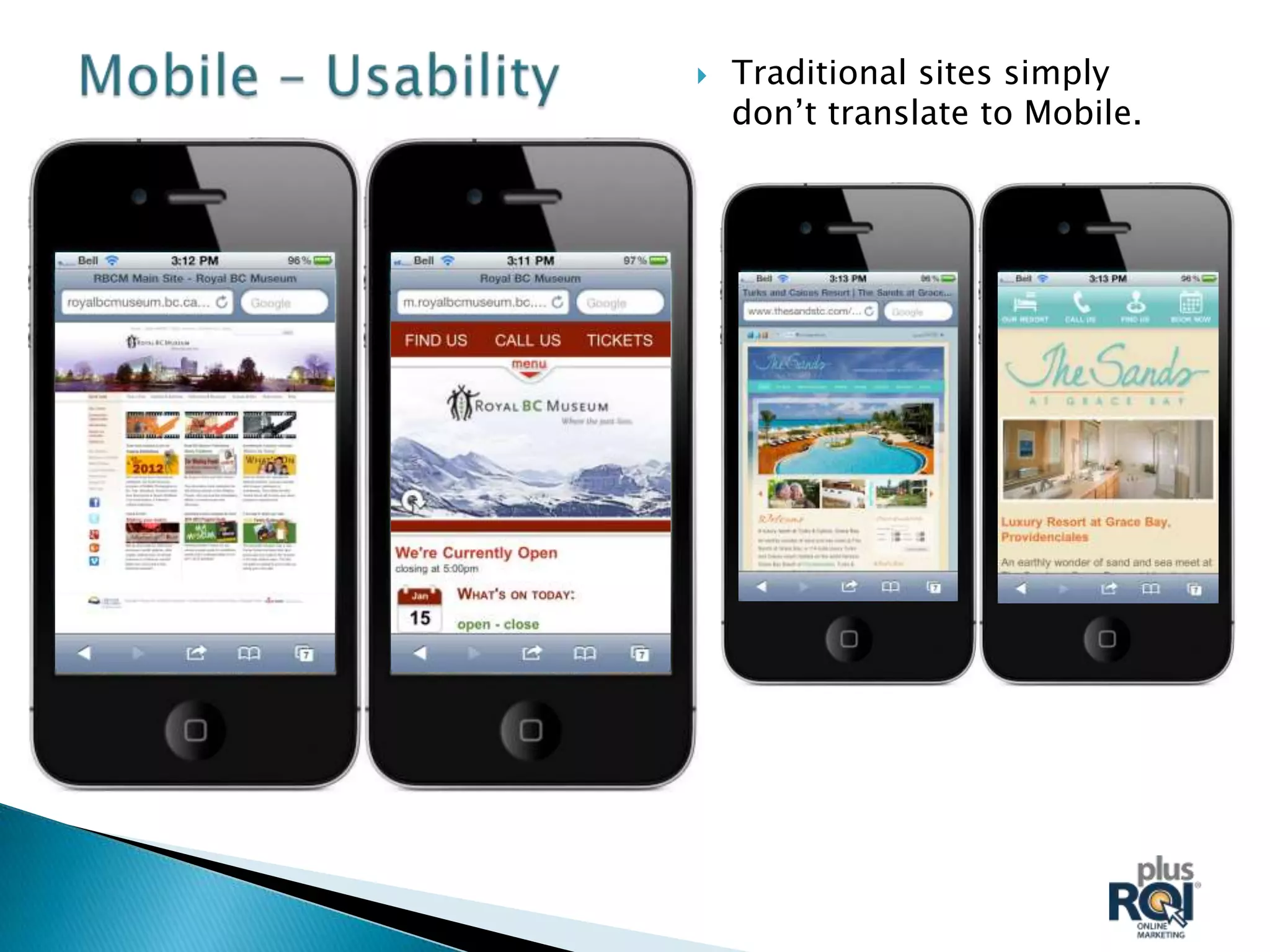    Traditional sites simply
    don’t translate to Mobile.
 