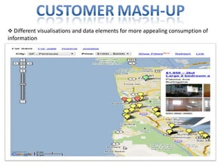 BUSINESS MASH-UPInternal combinations of company resources, often enhanced with external web services.CUSTOMERMASH-UPDifferent visualisations and data elements for more appealing consumption of informationDATAMASH-UPCombines similar type of information from multiple sources into a single representation.Architecture of mash-upThe architecture of a mashup is divided into three layers:Presentation /user interaction : This is the of user  interface  mashups. Technologies :HTML/XHTML CSSJavascriptAsynchronous Javascript and Xml (Ajax).Architecture OF MASH-UP