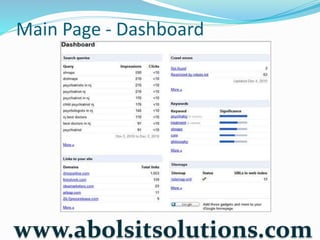 Main Page - Dashboard
www.abolsitsolutions.com
 