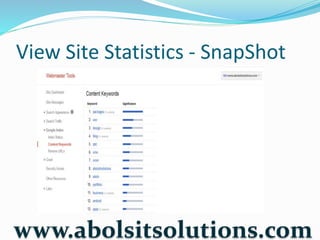 View Site Statistics - SnapShot
www.abolsitsolutions.com
 