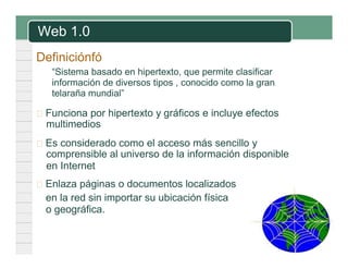Definicion y Caracteristicas de WEB 1.0, 2.0,3.0