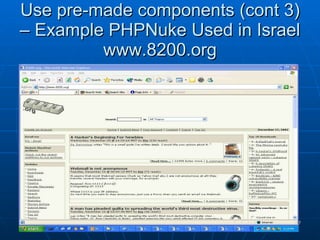 Use pre-made components (cont 3) – Example PHPNuke Used in Israel www.8200.org 