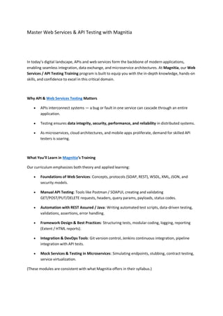 Master Web Services & API Testing with Magnitia | PDF