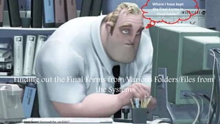 Finding out the Final Forms from Various Folders/Files from
the System
Where I have kept
the Final Forms in
Final Folder?
All rights reserved with Webtel Electrosoft Pvt. Ltd.©2017
 