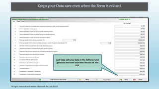 Keeps your Data save even when the Form is revised.
Just Keep safe your data in the Software and
generate the form with New Version of the
PDF.
All rights reserved with Webtel Electrosoft Pvt. Ltd.©2017
 