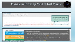 Revision in Forms by MCA at Last Minute
You have to check each time the
version of form before filing
All rights reserved with Webtel Electrosoft Pvt. Ltd.©2017
 