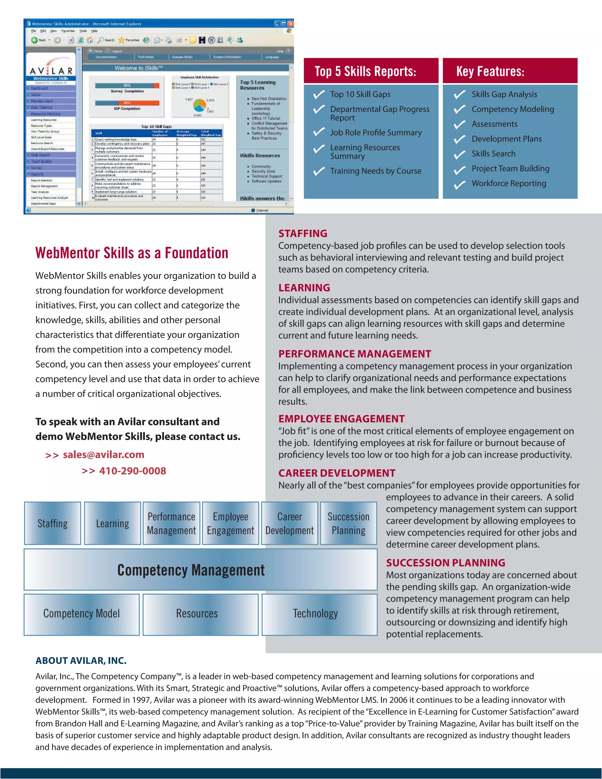 WebMentor Skills Competency Management System Product Brief