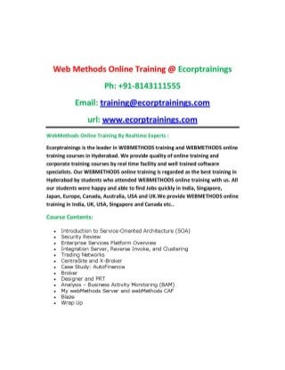 WebMethods online training india hyderabad