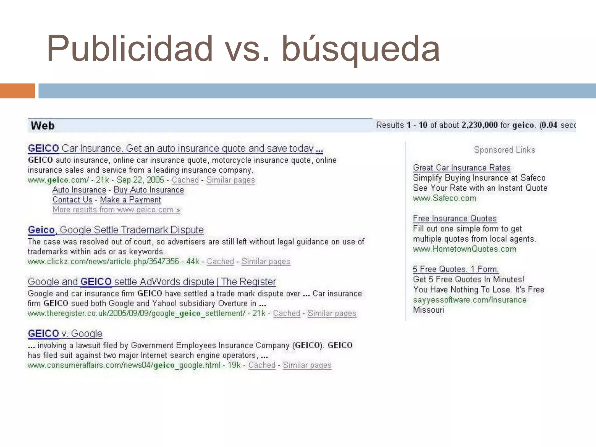 Publicidad vs. búsqueda
 