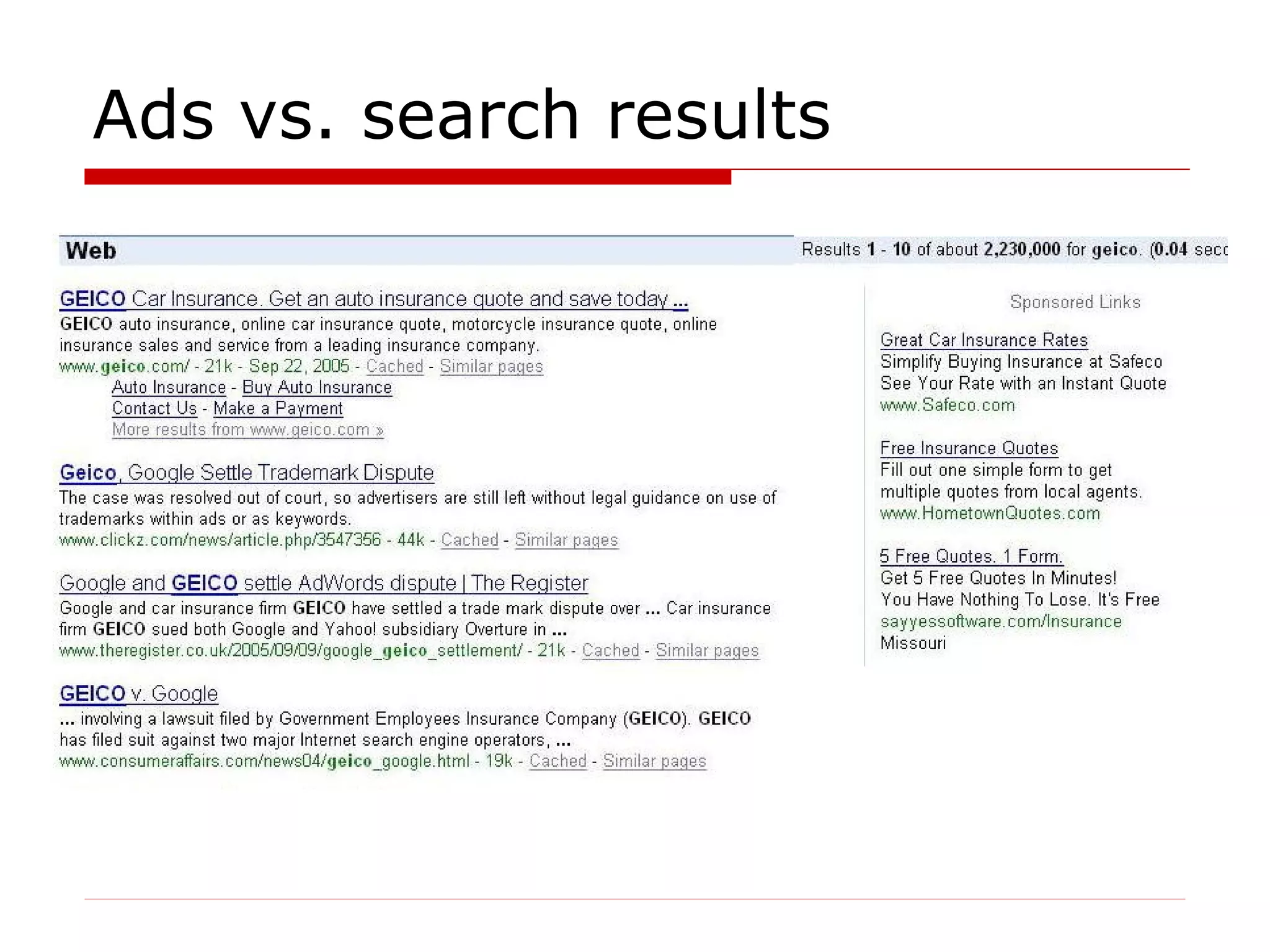 Ads vs. search results 