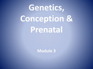 Genetics,
Conception &
Prenatal
Module 3
 