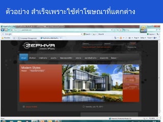 ตัวอย่าง สำเร็จเพราะใช้คำโฆษณาที่แตกต่าง 