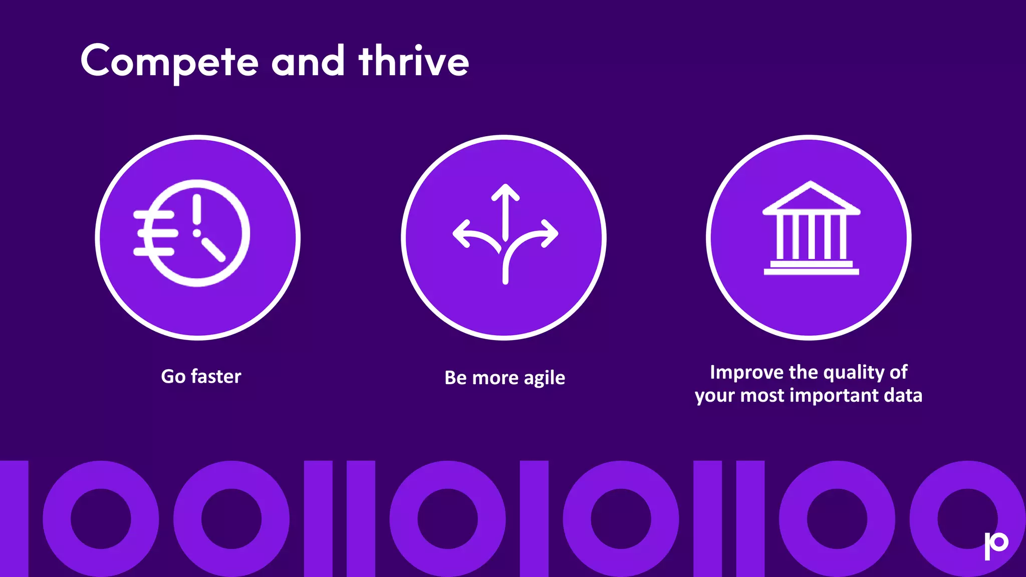 Improve the quality of
your most important data
Go faster Be more agile
Compete and thrive
 