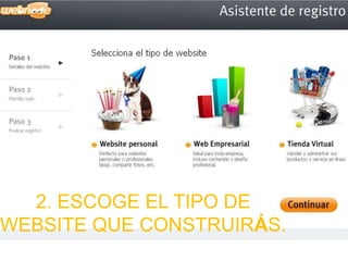 2. Escoge el tipo de website que construirás.