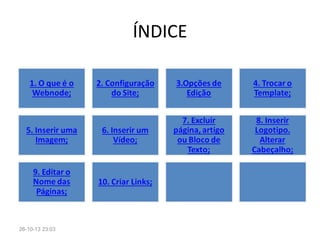 1.  Um Olhar com Intenção: Definição de um tema. 
•

Análise de alguns sites publicados: Através da ferramenta de buscas do google
http://www.google.com.br/ , analisar diferentes blogs e sites, sobre um tema proposto: por
exemplo: digite a palavra ciberespaço.

•
•
•
•
•
•
•
•

Identifique as características específicas de cada site indicado na pesquisa:
- O público a que se destina
- Objetivos (que parecem transparecer)
- Aspectos mais/menos interessantes
- Ideias interessantes para o desenvolvimento do próprio site / blog
- Perceber as diferentes formas e a distribuição das informações
- Navegação entre as páginas
- Confiabilidade.

28-10-13 15:07

 