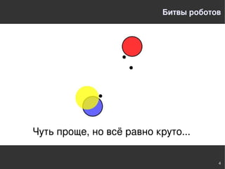 Битвы роботов




Чуть проще, но всё равно круто...

                                       4
 