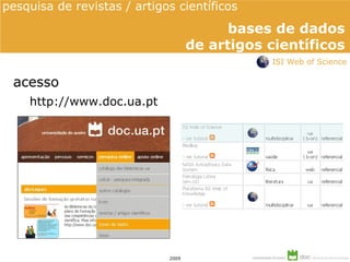 http://www.doc.ua.pt acesso ISI Web of Science 