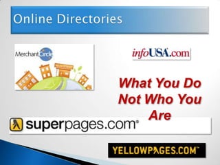 Having a website alone accomplishes nothingLike a Cell Phone without serviceBut I Have A WebsiteInternet Marketing has evolved way beyond just having a website.  There are now many other online tools which promote your business and drive traffic to your website.