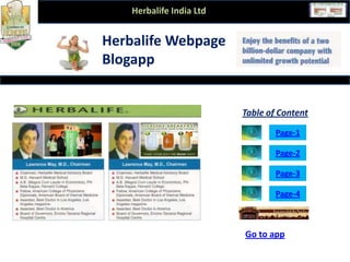Table of ContentDownload-AppHerbalife Webpage
Blogapp
Herbalife India Ltd
Table of Content
Page-1
Page-2
Page-3
Page-4
Go to app
 