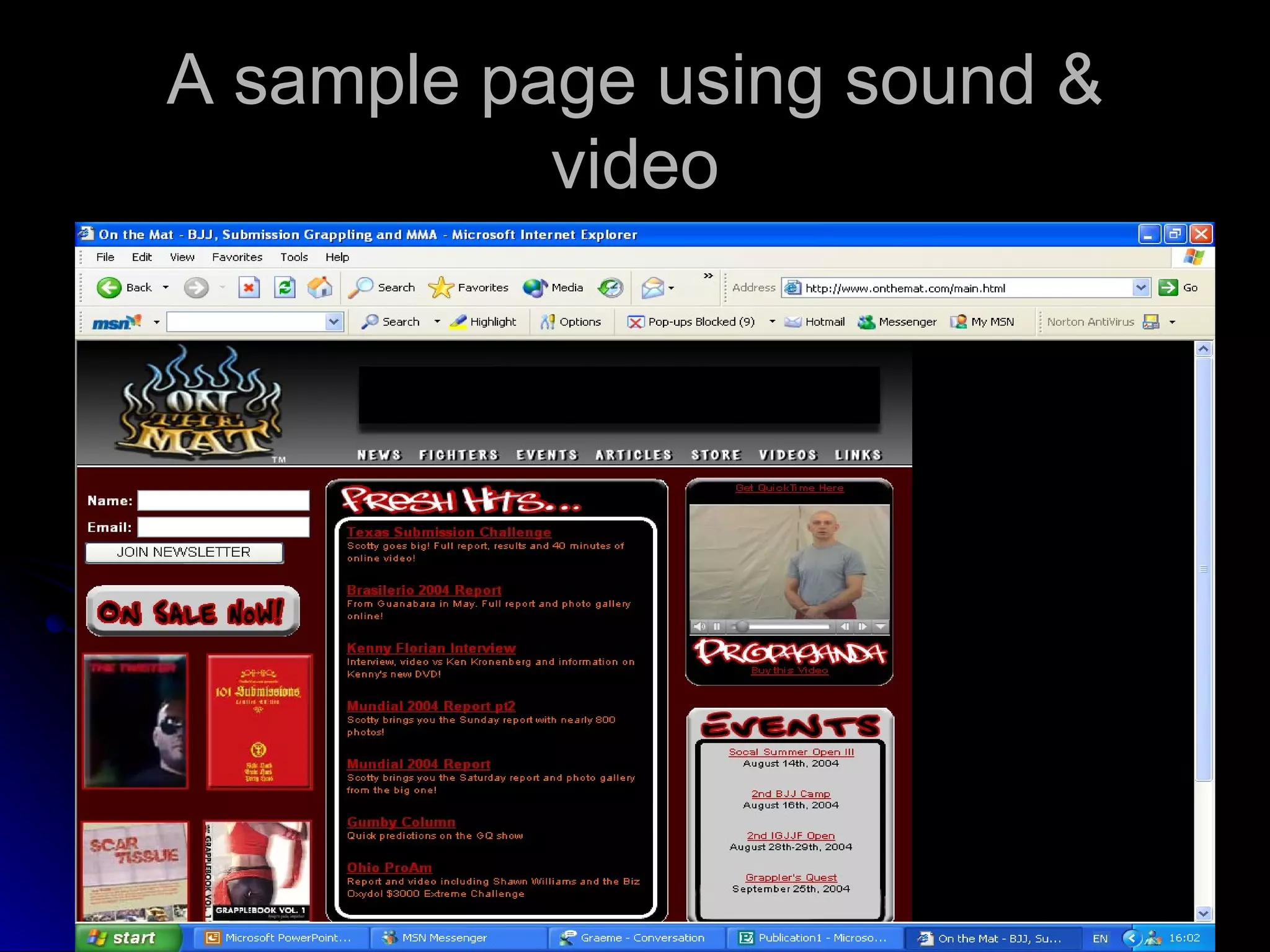 A sample page using sound & video 