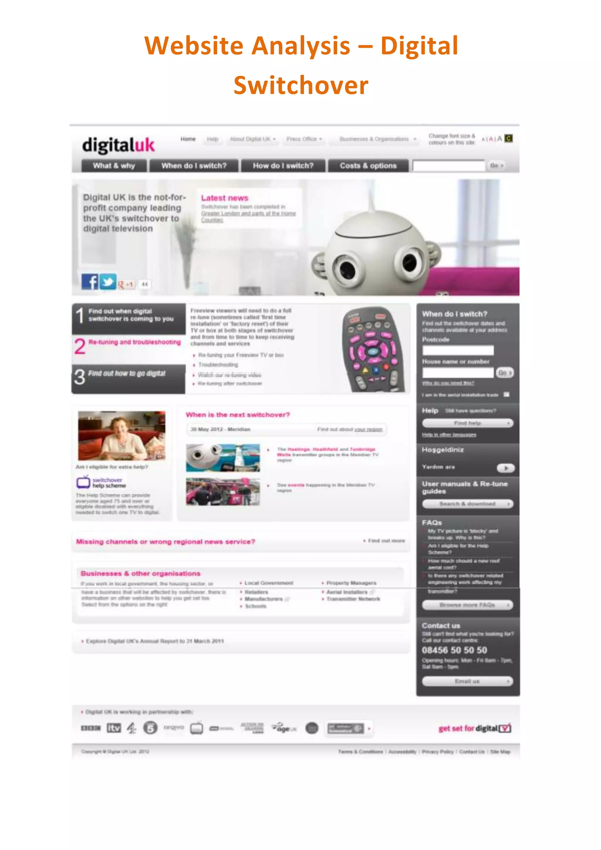 Website Analysis – Digital
      Switchover
 