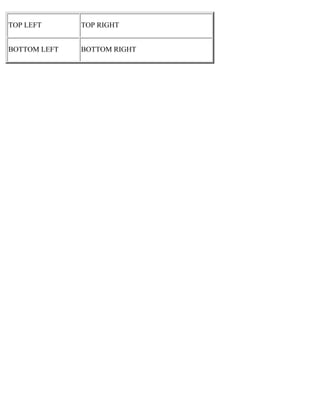 TOP LEFT TOP RIGHT 
BOTTOM LEFT BOTTOM RIGHT 
 