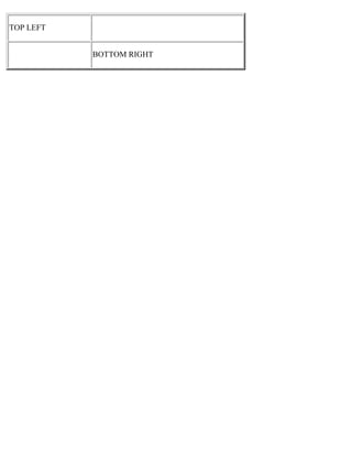 TOP LEFT 
BOTTOM RIGHT 
 