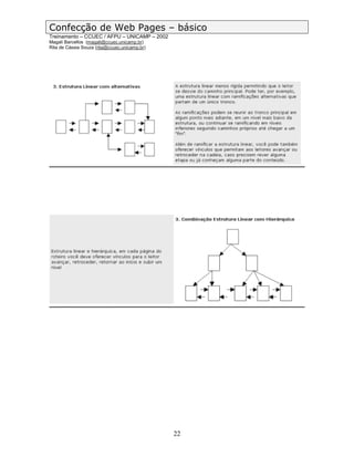 Confecção de Web Pages – básico
Treinamento – CCUEC / AFPU – UNICAMP – 2002
Magali Barcellos (magali@ccuec.unicamp.br)
Rita de Cássia Souza (rita@ccuec.unicamp.br)




                                               22
 