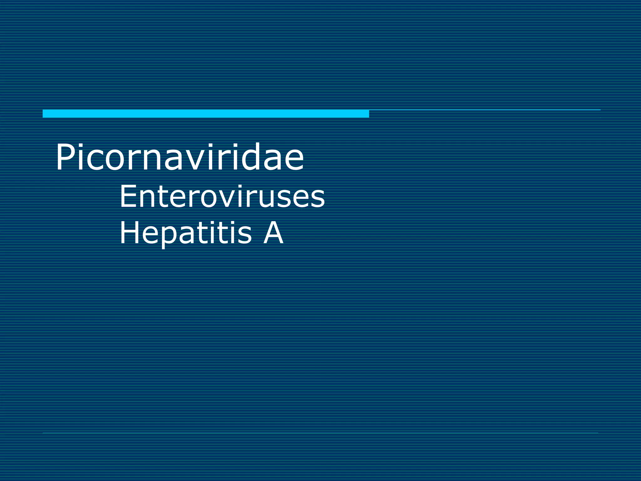 Picornaviridae

Enteroviruses
Hepatitis A

 