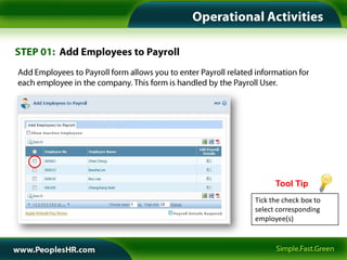 Tool Tip
Tick the check box to
select corresponding
employee(s)
 