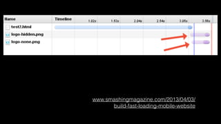 www.smashingmagazine.com/2013/04/03/
build-fast-loading-mobile-website
 