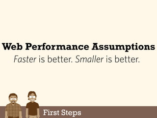 Web Performance Assumptions
Faster is better. Smaller is better.
First Steps
 