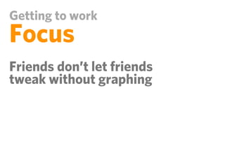 Getting to work
Focus
Friends don’t let friends
tweak without graphing
 