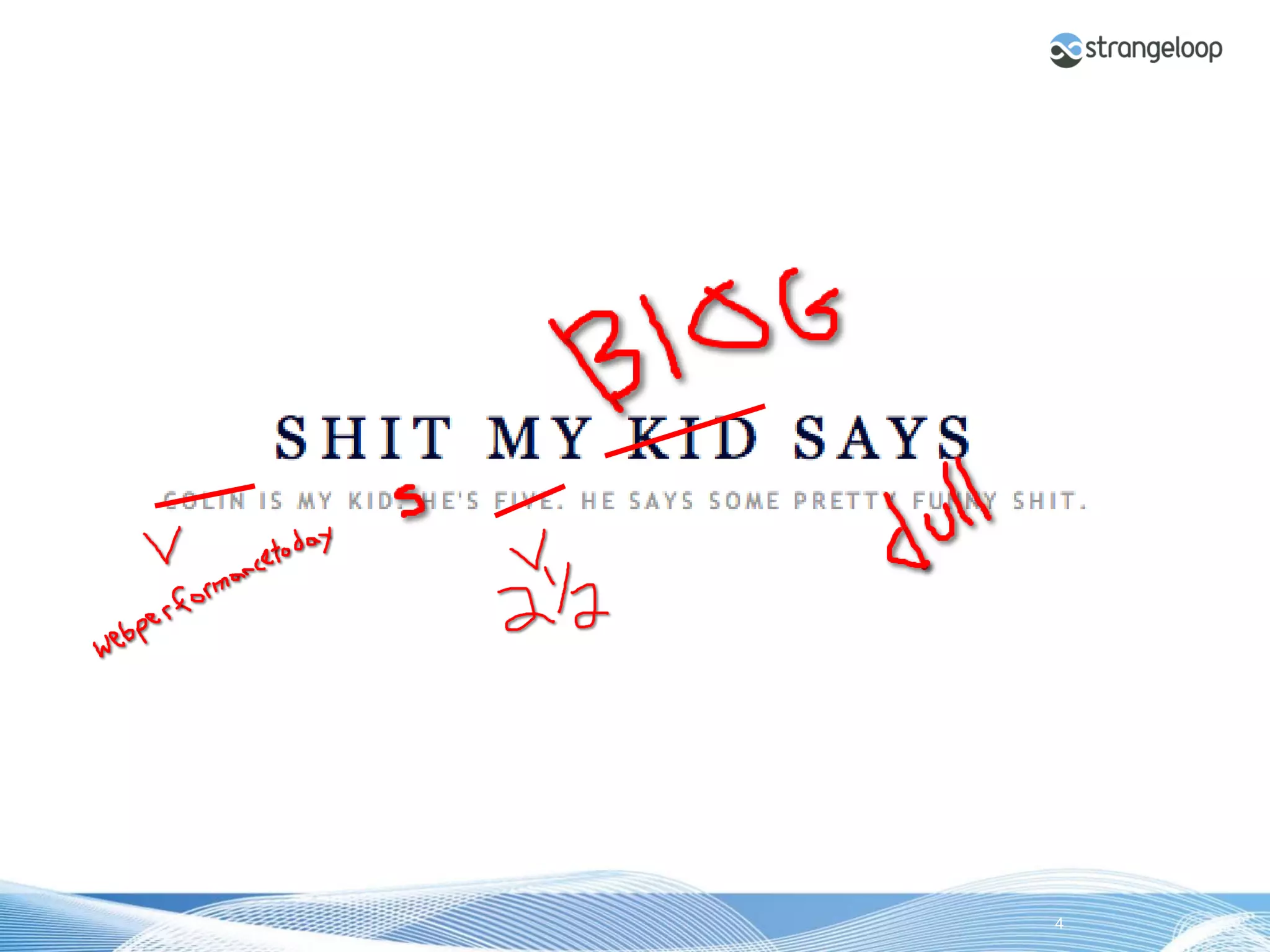 © 2012 Strangeloop Networks   Strangeloop. Faster Websites. Automatically.   4
 