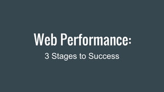 Web Performance:
3 Stages to Success
 