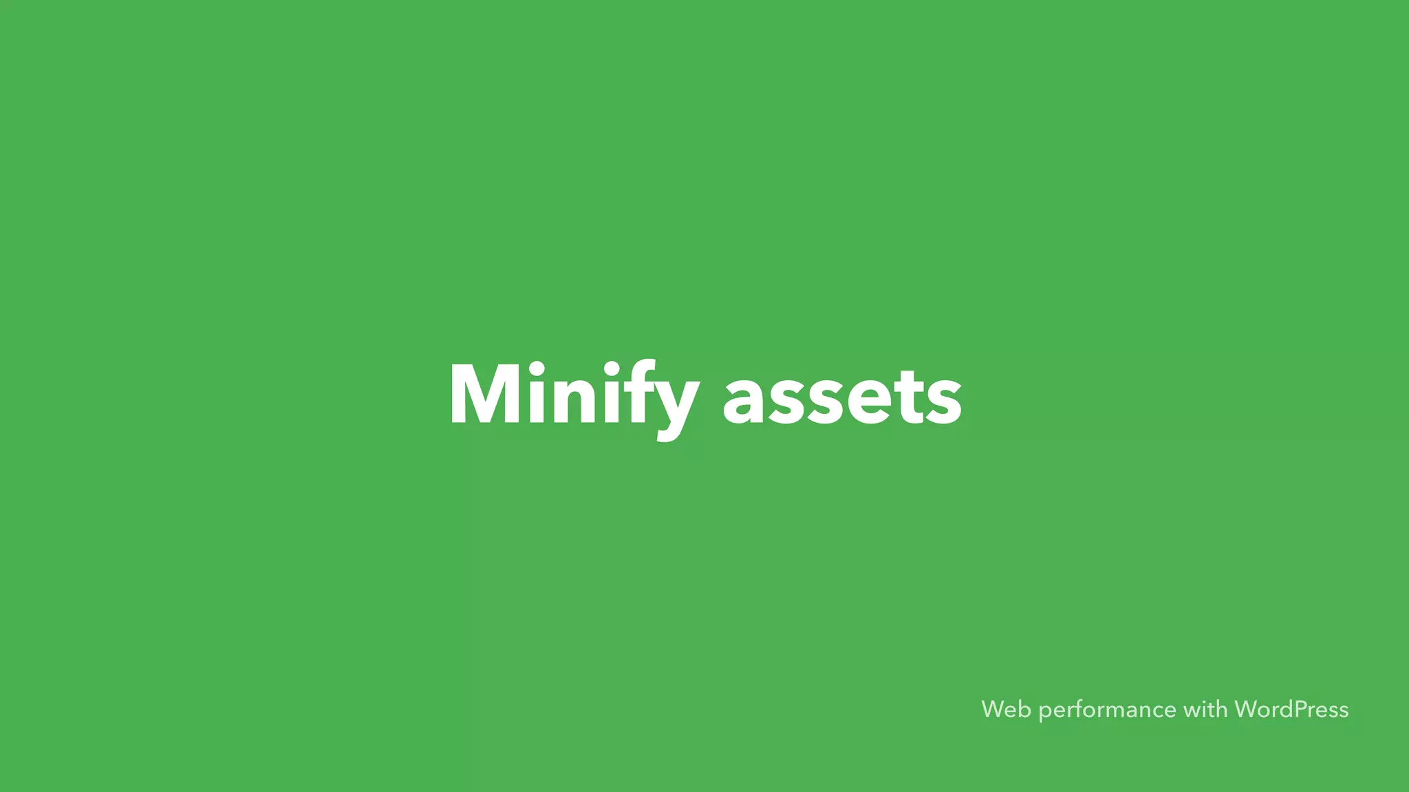 Minify assets Web performance with WordPress 