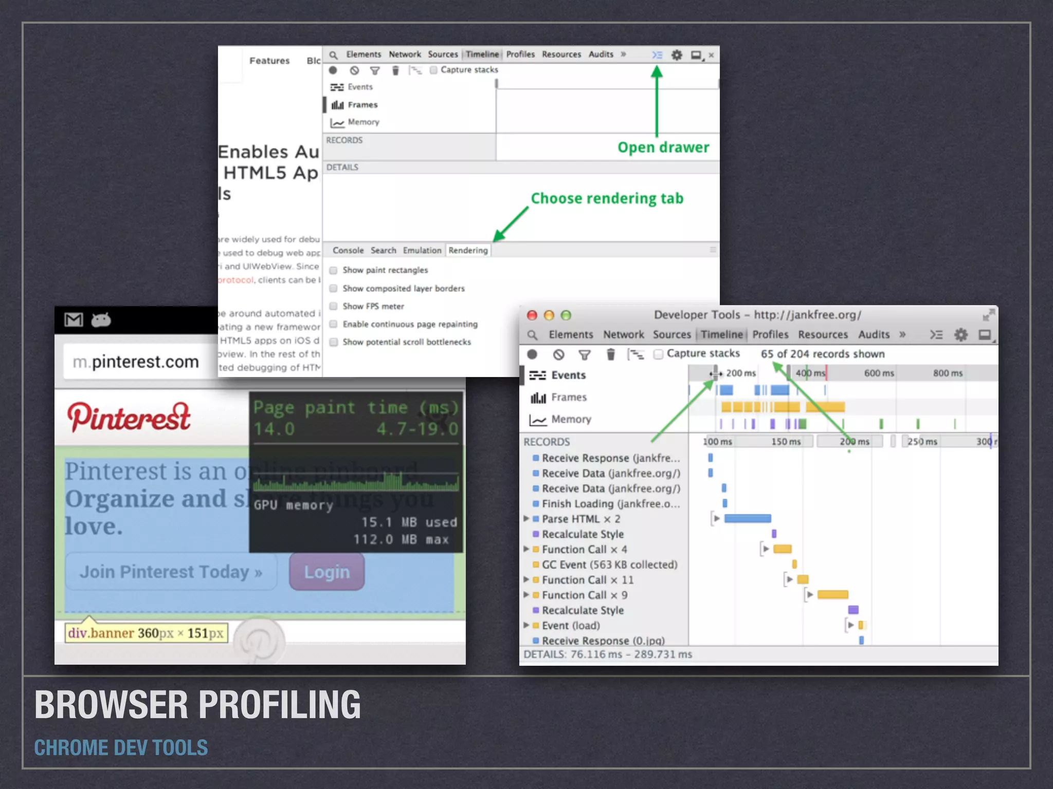 BROWSER PROFILING
CHROME DEV TOOLS
 